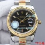 Copy Rolex Datejust II Two Tone Watch Black Dial Red 6,9 Diamond Stick Markers Dial